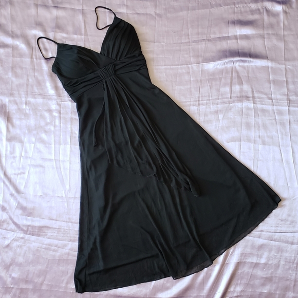 B. Smart Dresses & Skirts - B. Smart Black Mesh Overlay Dress